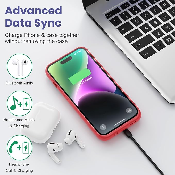 Battery Case for iPhone 14 Pro Max/14 Plus/13 Pro Max, [2024 Upgraded] Ultra-Slim 8600mAh Portable Extended Charger Case for iPhone 14 Pro Max, 14Plus, 13Pro Max Charging Case (6.7inch),Red