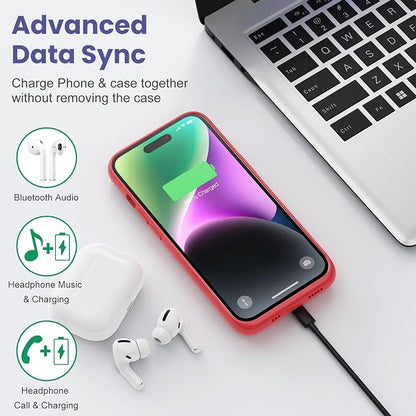 Battery Case for iPhone 14 Pro Max/14 Plus/13 Pro Max, [2024 Upgraded] Ultra-Slim 8600mAh Portable Extended Charger Case for iPhone 14 Pro Max, 14Plus, 13Pro Max Charging Case (6.7inch),Red