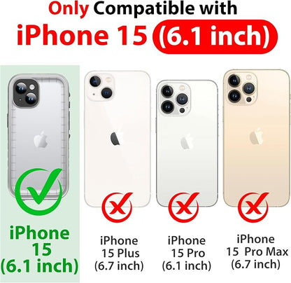 SPORTLINK for iPhone 15 Waterproof Case - Built in Screen & Camera Protector, Full Body/Military Dropproof/Dustproof/Heavy Duty, 360/IP68 Underwater for iPhone 15 Case 6.1 inch Black/Frosted Clear