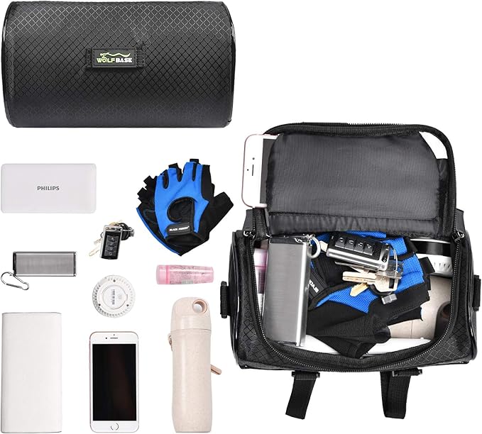 Oranlife Bike Handlebar Bag, Waterproof Phone Cycling Mount Front Bags, Bicycle Storage Bag with Removable Shoulder Strap, 6 inch Transparent Pouch, Best Gift