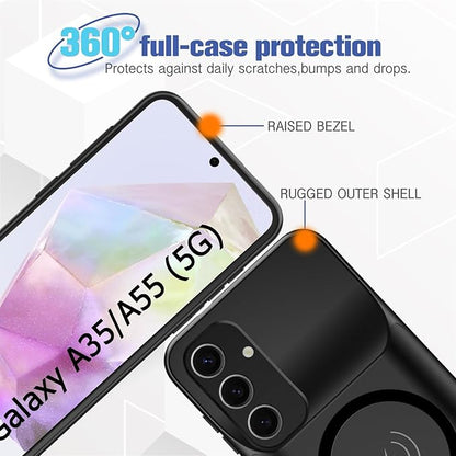 Battery Case for Galaxy A55/A35,Full Encircle[12000mAh]High Capacity Rechargeable Portable Charger Case Extended Battery Pack for Galaxy A55/A35(6.6inch)Wireless Charging Case with Carplay-Black