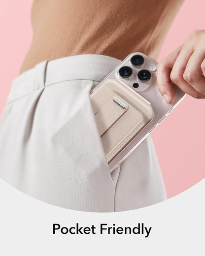 ESR Aura for MagSafe Wallet Stand with Grip, RFID Blocking, MagSafe Ring Included, 5 Card Holder Magnetic Wallet for iPhone 17e/17/16/15/14/13/12 (Not for 13/12 Mini), Selected Samsung,Desert Titanium