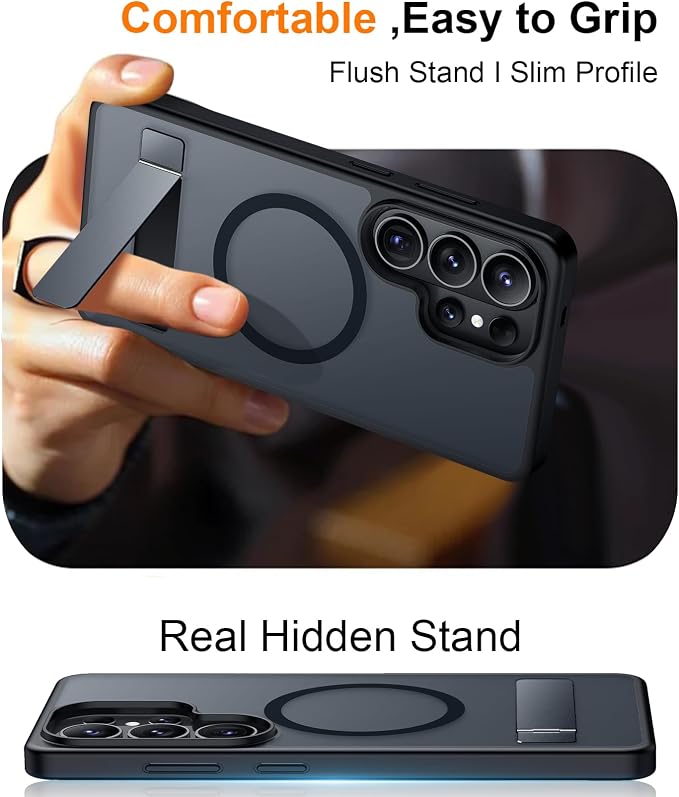 Magnetic for Samsung Galaxy S26 Ultra Case, [Innovate Stand][Military Grade Drop Protection][Non Slip][Translucent Matte] Shockproof Phone Case for Galaxy S26 Ultra 2026 -Black
