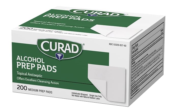 Curad Alcohol Disinfectant Prep Pads, 2-ply, Medium Size, 200 Count (Pack of 2)