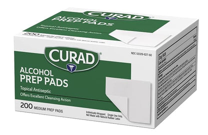Curad Alcohol Disinfectant Prep Pads, 2-ply, Medium Size, 200 Count (Pack of 2)