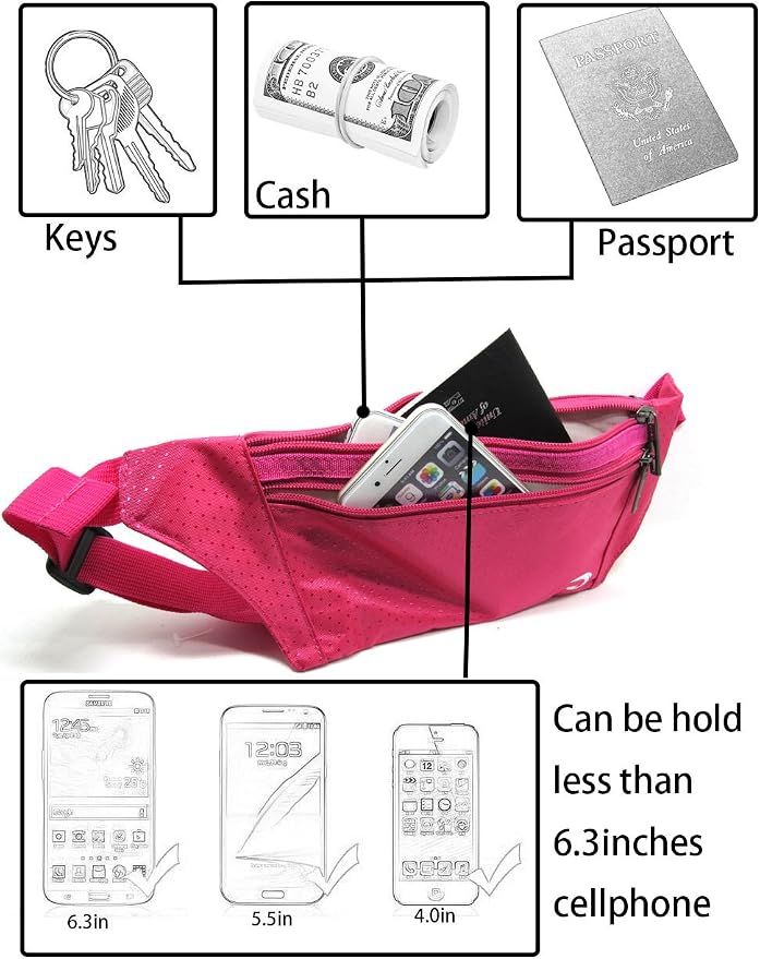 Naoki Outdoor Sports Running & Jogging & Travel Waterproof Utralthin Waist Pack/Bag Runner Belt (Rosered)