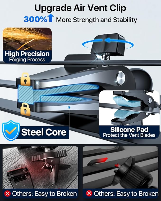 【98+LBS Strongest Suction & Military-Grade】Ultimate Car Phone Mount【Patent & Safety Certs】 Cell Phone Holder Truck Stand for Dashboard Windshield Vent for iPhone 17 Pro Max 16 15 Samsung (Dark Blue)