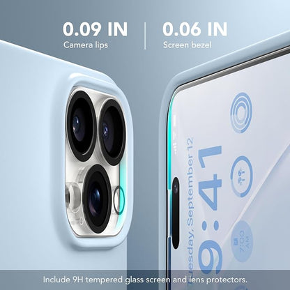 GONEZ Magnetic for iPhone 15 Pro Case, Compatible with MagSafe, [Screen Protector + Camera Lens Protector], Silicone Shockproof Anti-Scratch Protective Phone Case 6.1 inch, Blue
