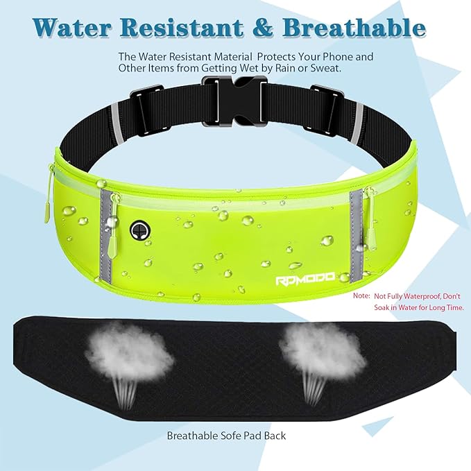 Running Belt for Women Running Fanny Pack, Flip Belt Waist Pack for Men Large Capacity Waterproof Bounce Free Runner Belt Phone Holder for Running iPhone Samsung Gym Cycling Outdoor Sport Green