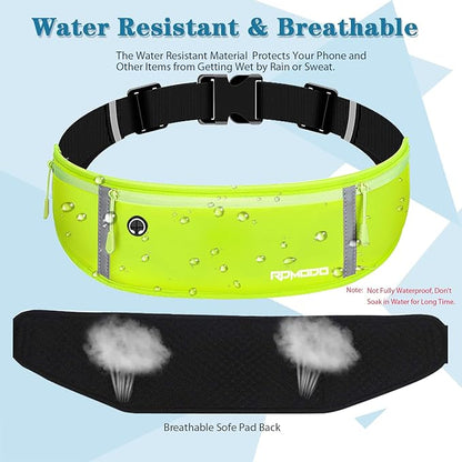 Running Belt for Women Running Fanny Pack, Flip Belt Waist Pack for Men Large Capacity Waterproof Bounce Free Runner Belt Phone Holder for Running iPhone Samsung Gym Cycling Outdoor Sport Green