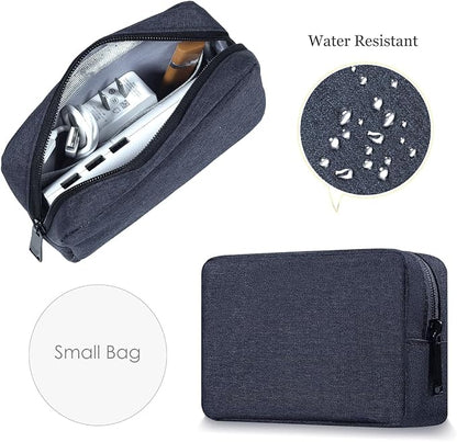 CAAORDKSO Electronic Organizer Accessory Pouch, Travel Electronic Accessories Storage Case Cable Organizer Bag for MacBook Charger, Power Bank, Hard Drive, Cords, Laptop Mouse (Small+Big, Navy Blue)