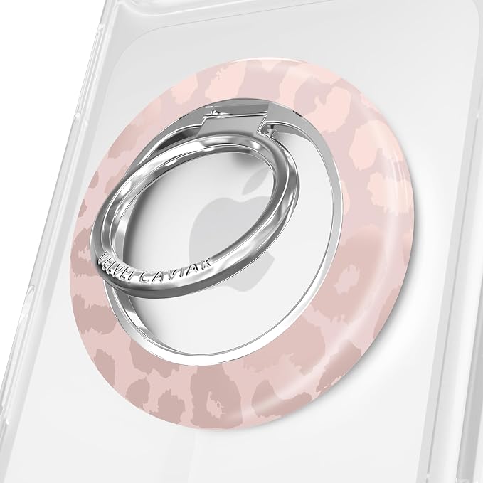 VELVET CAVIAR Compatible with MagSafe Phone Grip 2.0 | Cute Magnetic Ring Holder | Finger Loop Kickstand | Pop On Accessory for iPhone 17, 16, 15, 14, 13, 12 | Nude Leopard