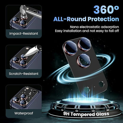 Uyiton for iPhone 17 Pro Max Camera Lens Protector - [Unique Typography + Phone Lens Red Circle Design] Metal Tempered Glass Camera Cover, Black + Red