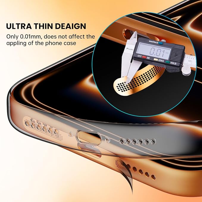 iPhone 17 Pro Max Speaker Protector Cover Accessories - 5PCS USB C Dust Plug & Earpiece Speaker Mesh Adhesive Stickers for iPhone 17 Pro Max / 17 Pro, Type C Charging Port Cover with Tweezer, Orange