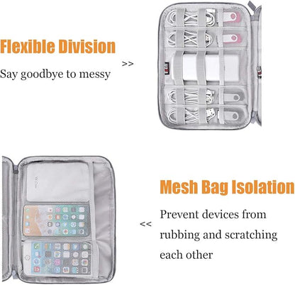 Electronics Organizer, Jelly Comb Electronic Accessories Case Portable Double Layer Cable Storage Bag for Cell Phone, Data Line, Power Bank, USB Flash Drive and More (Black, Single layer/Mini)