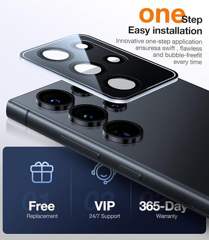 UltraGlass Unbreak Top 9H+ Glass for Samsung Galaxy S25 Ultra Camera Lens Protector (Military Grade Shatterproof & Longest Durable) Samsung S25 Ultra Camera Lens Protector, Titanium Black