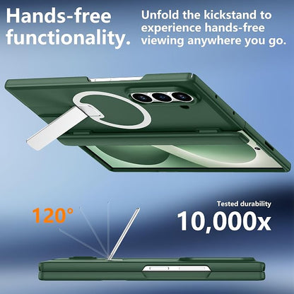 For Samsung Galaxy Z Fold 8 Ultra Case with Kickstand & Screen Protector | MagSafe-Compatible,Military Grade Drop Tested Non-Slip Slim Shockproof Case for Samsung Galaxy Z Fold 8 Ultra-Dark Green