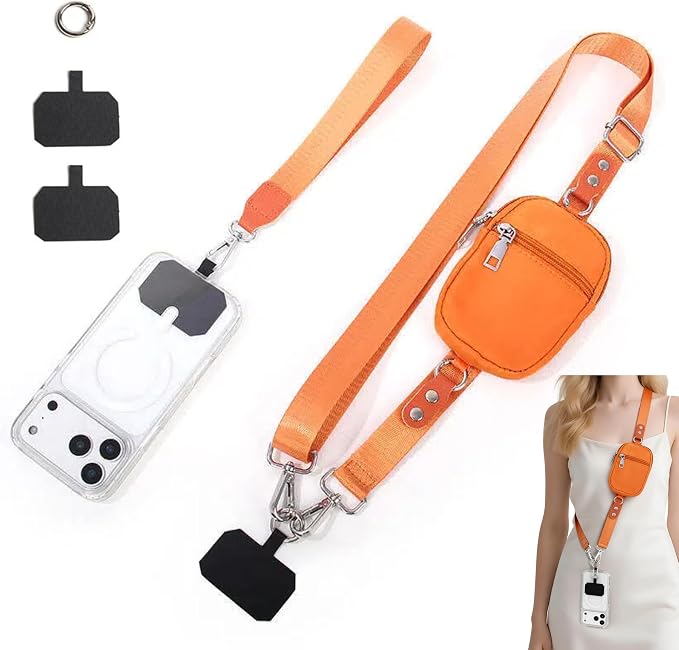 Crossbody Body Phone Holder for Women, New Phone Strap with Zippered Pouch, Adjustable Crossbody Strap