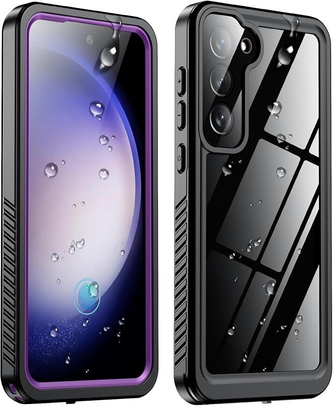 SPIDERCASE Designed for Samsung Galaxy S23 Plus Case Waterproof,Built-in Screen & Camera Lens Protector[IP68 Underwater][Military Grade Shockproof] Full Body Protection Phone Case, Purple/Clear