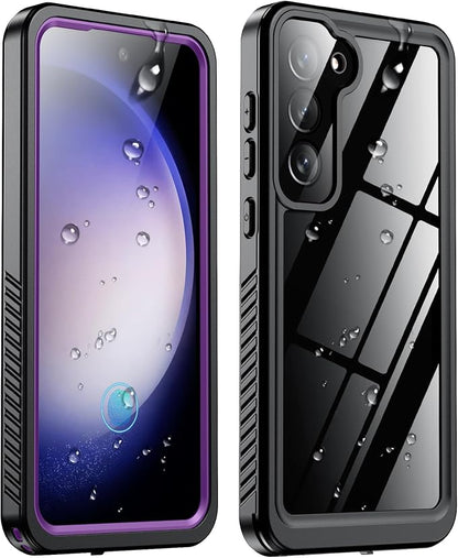 SPIDERCASE Designed for Samsung Galaxy S23 Plus Case Waterproof,Built-in Screen & Camera Lens Protector[IP68 Underwater][Military Grade Shockproof] Full Body Protection Phone Case, Purple/Clear