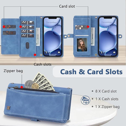 Wallet Case for iPhone 12 Pro Max with Card Holder/Crossbody Wallet/Strap| RFID Blocking | Magnetic | Kickstand | Detachable | PU Leather Phone Case for iPhone 12 Pro Max,6.7 in,Sky Blue