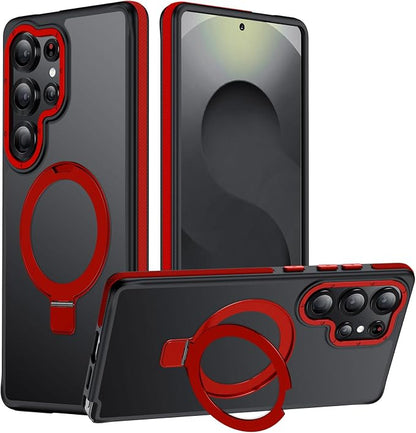for Samsung Galaxy S25 Ultra Case, Magnetic Adjustable Ring Stand [Fit for Magsafe], [Military-Grade Shockproof Protection] Phone Case for S25 Ultra Case with Kickstand&Ring Holder (Red)