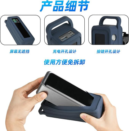 Silicone Case for Anker Prime 27,650mAh Portable Charger Protective Cover Power Bank Sleeve with Handle & Fixing Strap (Blue)