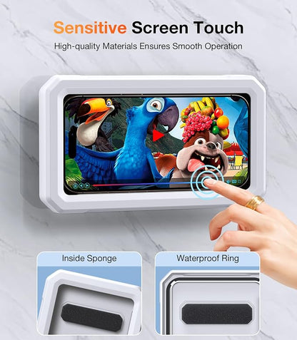 Coolpow Shower Phone Holder Waterproof Phone Holder for Shower Wall Waterproof【Anti-Fog】480°Adjustable Retractable Bathroom Phone Holder Mount Stand Water Proof Shower Case for iphone 4-7" Cellphones