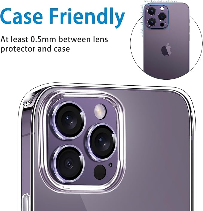 for iPhone 14 Pro and iPhone 14 Pro Max Camera Lens Protector, Anti-Scratch Tempered Glass Camera Screen Protector Shockproof Full Protective Camera Cover Case Friendly Lens Cover-Purple