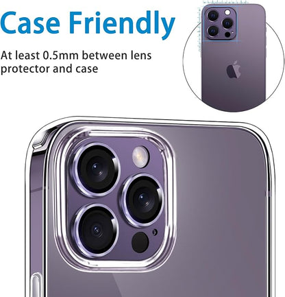 for iPhone 14 Pro and iPhone 14 Pro Max Camera Lens Protector, Anti-Scratch Tempered Glass Camera Screen Protector Shockproof Full Protective Camera Cover Case Friendly Lens Cover-Purple