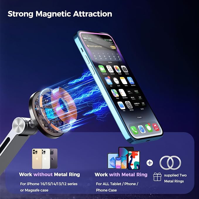 Tablet Stand for Desk, iPad Desk Mount, Magnetic Tablet Holder for Desk, Foldable Phone Arm Mount with 360° Adjustable Rotatable, Phone Holder iPad Stand Fits for 4.7-15.6" Screen