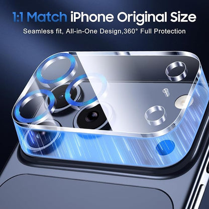 UniqueMe 3 Pack Compatible for iPhone 17 Pro Camera Lens Protector - [Drop Protection] [Case Friendly] 9H Tempered Glass Camera Cover Screen [Update New Version] - Dark Blue