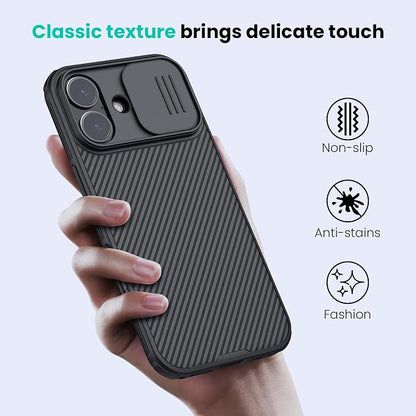 Nillkin for iPhone 17 Case with Slide Camera Cover, Thin Slim Fit, Shockproof Protective, Protector Privacy, Phone Case iPhone 17 Camera Lens Protector 6.3 inch, Black