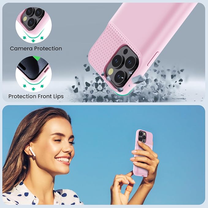 Battery Case for iPhone 15Pro Max, Upgrade 8600mah Portable Slim Battery Charging Case, 15W Fast Charging Rechargeable Protective Extended Charger Cover for iPhone 15 Pro Max (6.7 inch)-Pink