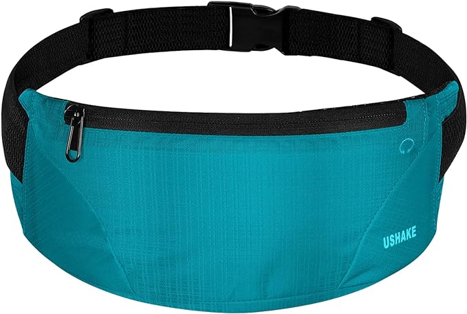 USHAKE Running Belt,Men or Women Ultra Light Bounce Free Waist Pouch Bag Fitness Workout Belt Sport Waist Pack Exercise Waist Bag for iPhone Samsung LG in Running Gym Marathon (MINT BLUE)