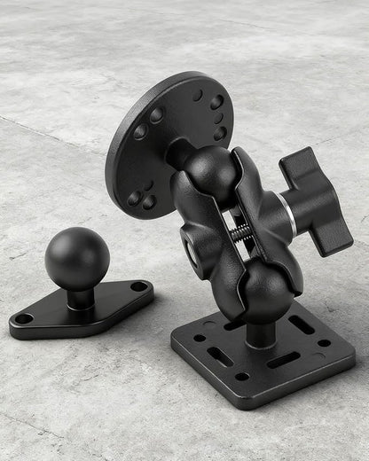 1" Ball Double Socket Arm with AMPS Ball Mount Base, Aluminum Alloy Universal Electronic Device Mount Ball (Square Base)