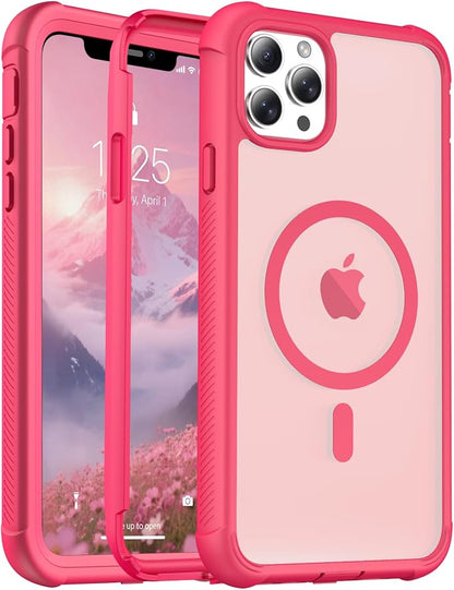 jaroco Magnetic for iPhone 11 Pro Max Case, [Compatible with MagSafe][Military Grade Drop Protection][Heavy Duty Protection][Non-Slip][Shockproof] 2-Layer Durable Bumper Phone Case 6.5''-Rose