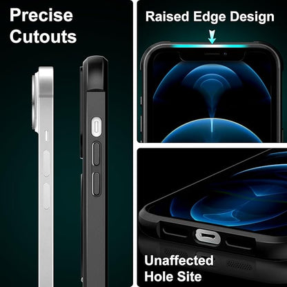 360° Magnetic Swivel Ring for iPhone 12 pro max case, Built-in Metal Stand and Ring Holder, Magsafe Compatible, Military Grade Protection, Shock Resistant - Black