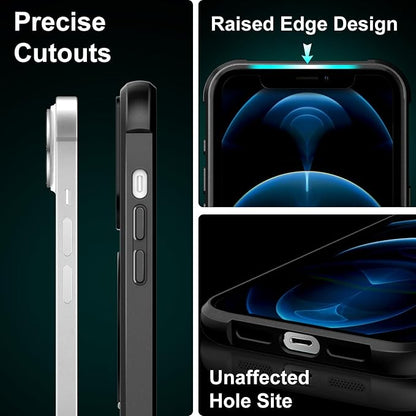 360° Magnetic Swivel Ring for iPhone 12 pro case, Built-in Metal Stand and Ring Holder, Magsafe Compatible, Military Grade Protection, Shock Resistant - Black