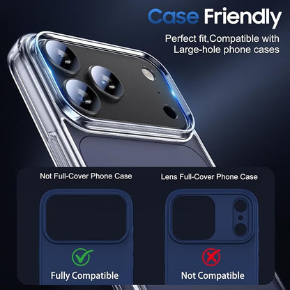 UniqueMe for 3 Pack iPhone 17 Pro Max Camera Lens Protector - [Drop Protection] [Case Friendly] 9H Tempered Glass Camera Cover Screen [Update New Version] - All Black