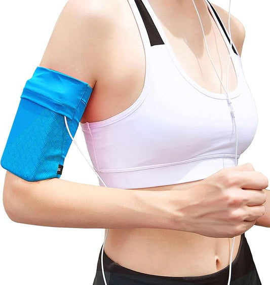 Universal Exercise Armband Running Phone Armband, Lightweight Arm Band Strap Holder Sleeve Sports Arm Holder for Running Workout Fit iPhone X/8/7 Plus/7/6,Samsung Galaxy S9/S8/S7 ect, Blue, L