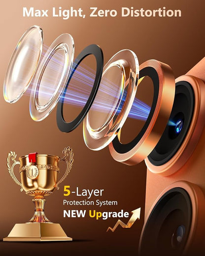 EZ-GLAZ-Camera Lens Protector for iPhone 17/16/15/14 Pro & Pro Max Series, with Aerospace-Grade Aluminum Alloy Ring, 1:1 Invisible Fit & Ultra-Clear, Military-Grade 9H+ Glass, Cosmic Orange