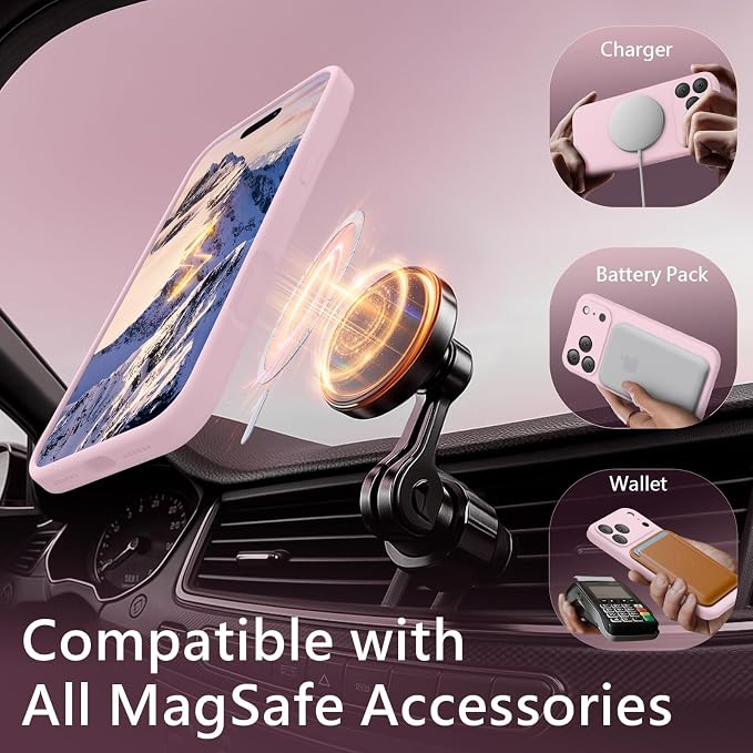 FireNova Magnetic for iPhone 17 Pro Max Case, Compatible with MagSafe, [Integrated Silicone Camera Control Button] [Camera Protection] Anti-Scratch Microfiber Lining Phone Case, 6.9", Chalk Pink