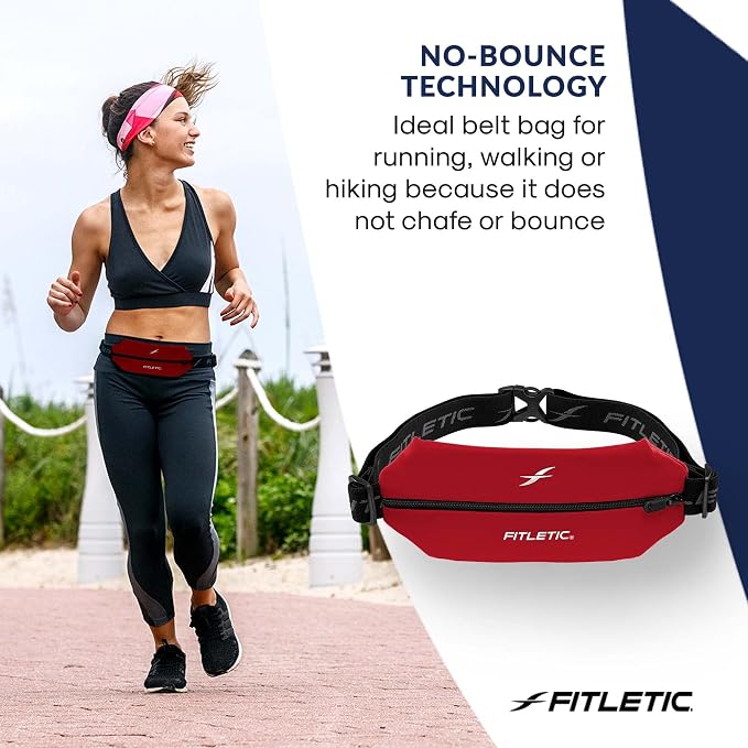 Fitletic Active Lifestyle Fanny Pack & Mini Sports Running Belt For Men & Women – Lightweight, Low Profile- Ultra-Soft Expandable Lycra Pouch - Fits All Phones – Inner Pocket