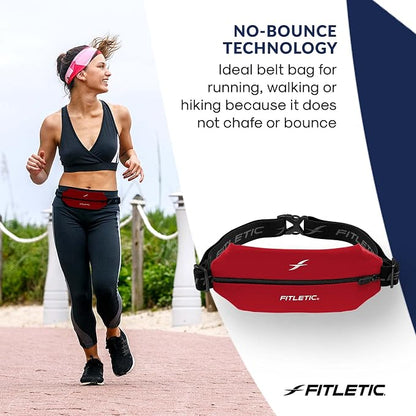 Fitletic Active Lifestyle Fanny Pack & Mini Sports Running Belt For Men & Women – Lightweight, Low Profile- Ultra-Soft Expandable Lycra Pouch - Fits All Phones – Inner Pocket