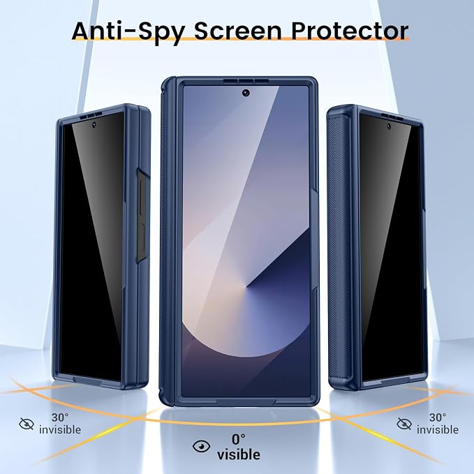 VEGO for Galaxy Z Fold 6 Case, with Built-in Privacy Screen Protector | Adjustable Magnetic Kickstand & Slide Camera Cover Full Body Drop Protection Case for Samsung Galaxy Z Fold 6 5G 2024-Blue