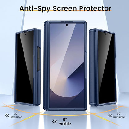 VEGO for Galaxy Z Fold 6 Case, with Built-in Privacy Screen Protector | Adjustable Magnetic Kickstand & Slide Camera Cover Full Body Drop Protection Case for Samsung Galaxy Z Fold 6 5G 2024-Blue