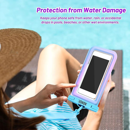 Personalized Initial Waterproof Phone Pouch Case - IPX8 Cellphone Dry Bag with Lanyard for iPhone 16/15/14/13/12 Pro Max (6.1–6.9"), Beach & Cruise Ship Essentials with Monogrammed Design (Blue, C)