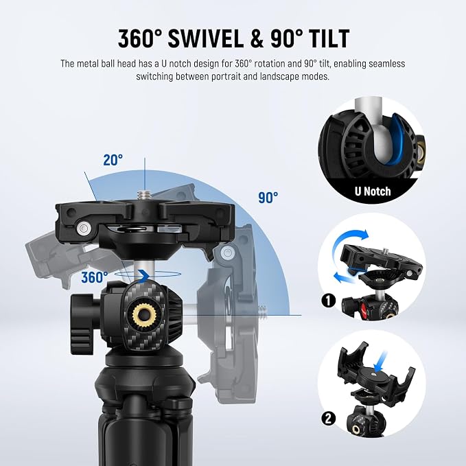 NEEWER Tripod for iPhone with Remote, Mini Flexible Phone Tripod Stand Vlog Selfie Stick with Phone Holder & Action Camera Adapter Compatible with iPhone GoPro Insta360 Samsung Digital Camera, TP35