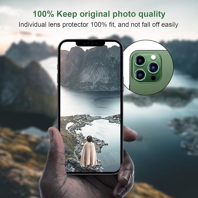 Jeluse [3X2 Pack Designed for iPhone 13 Pro/iPhone 13 Pro Max Camera Lens Protector, 9H Tempered Glass Screen Protector Cover [Alignment Kit Eazy installation] Metal Individual Ring